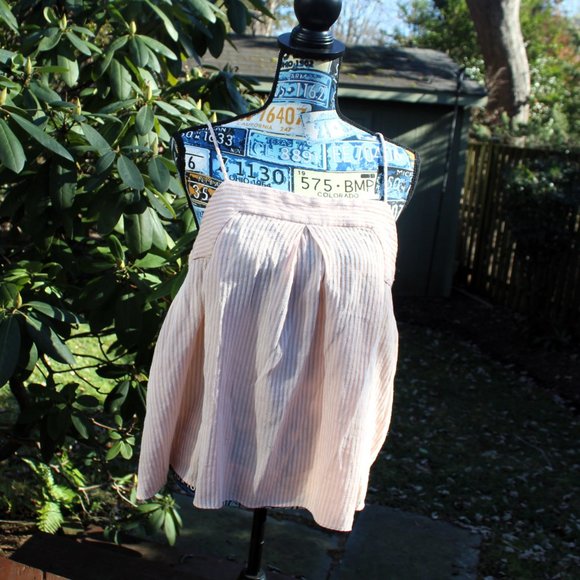 MNG Suit by Mango Peach Pink Striped Spaghetti Strap Tank Top Blouse - Picture 2 of 5